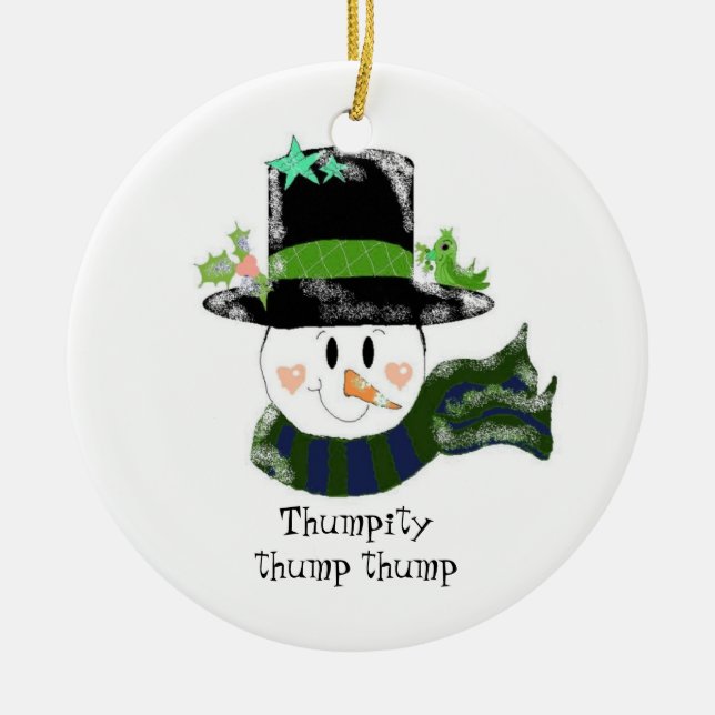 Thumpity Thump Thump  - Snowman Ceramic Tree Decoration (Front)