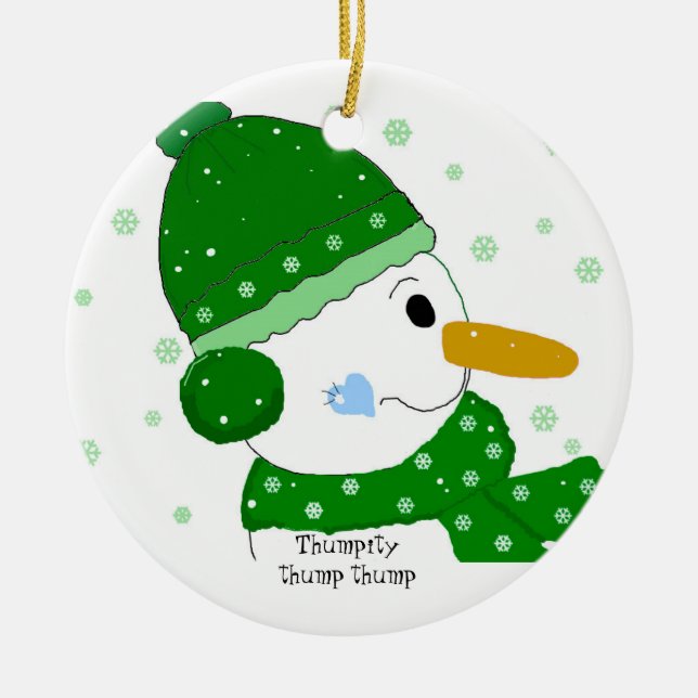 Thumpity Thump Thump  - Snowman Ceramic Tree Decoration (Front)