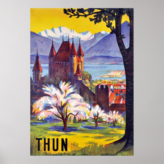 Thun, Castle and lake, Switzerland Poster (Front)