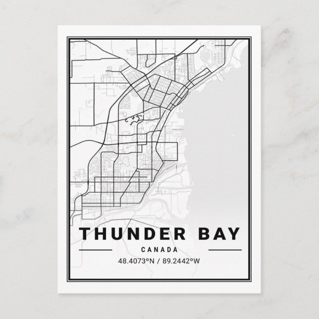 Thunder Bay Ontario Canada  Travel City Map Poster Postcard (Front)