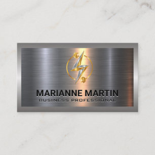 Thunder Bolt   Electricity Plug   Metal Aluminium  Business Card