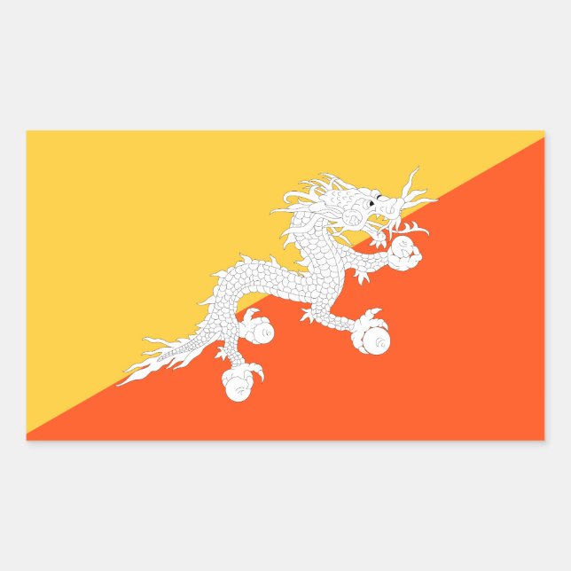 Thunder Dragon National Flag of Bhutan Rectangular Sticker (Front)