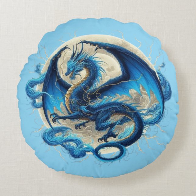 Thunder dragon round cushion (Front)