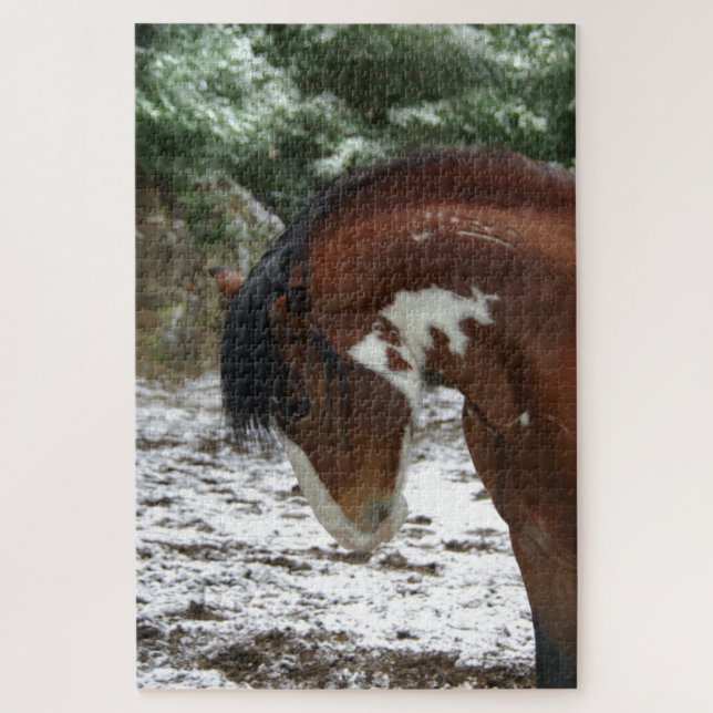 Thunder Snow Mustang Stallion Jigsaw Puzzle (Vertical)
