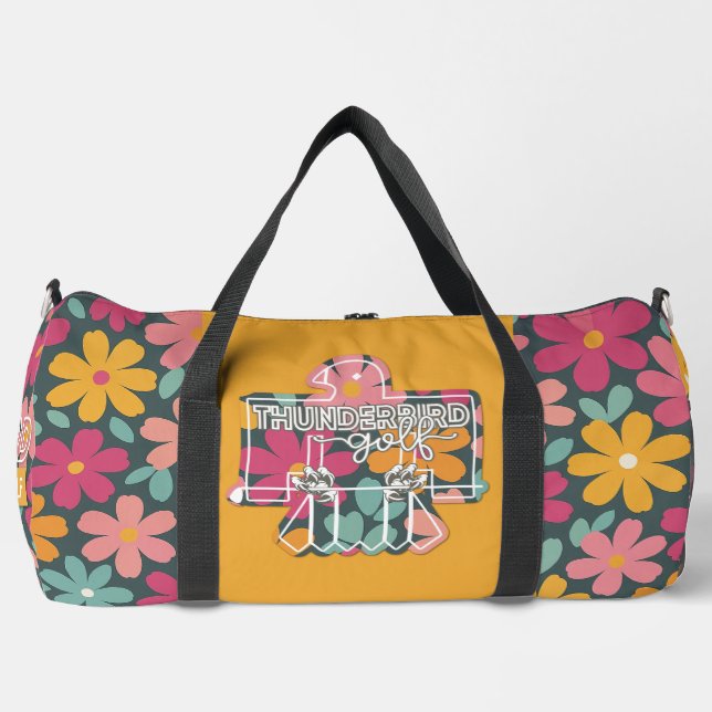 Thunderbird Golf Duffle Bag – floral + orange (Front)