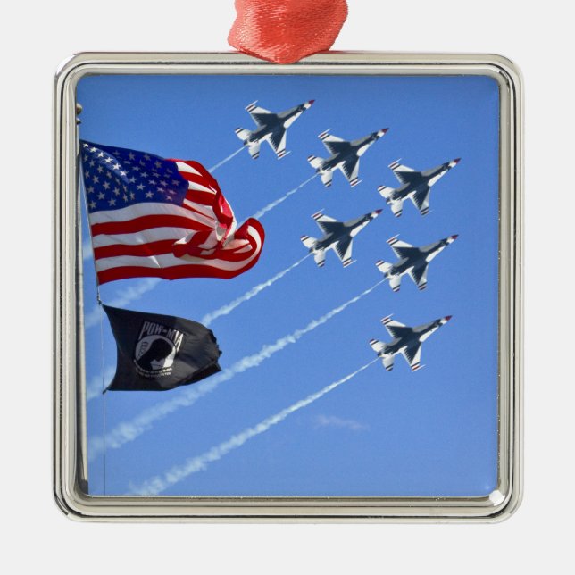 Thunderbird Jets USA MIA/POW Flag Metal Tree Decoration (Front)