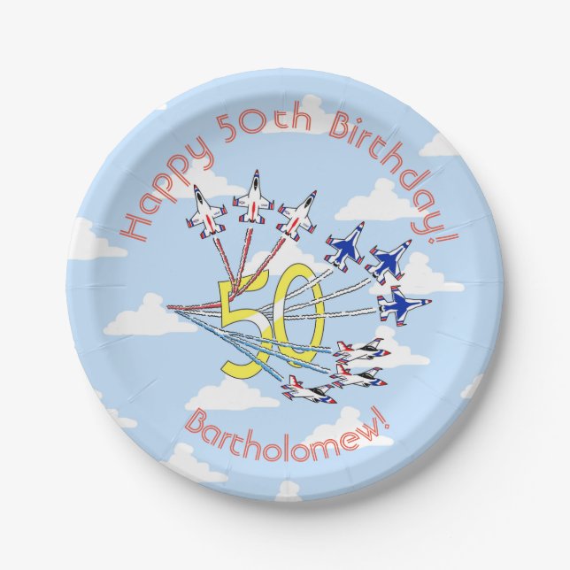 Thunderbirds 50th Birthday Blue Sky Paper Plate (Front)