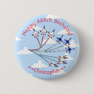 Thunderbirds Blue Sky Customisable Birthday Badge