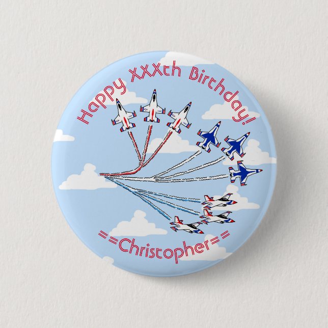 Thunderbirds Blue Sky Customisable Birthday Badge (Front)