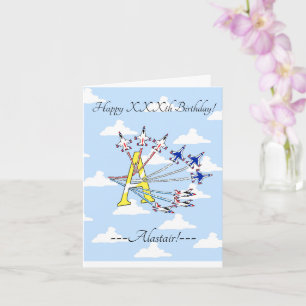 Thunderbirds Blue Sky Initial A Birthday Card