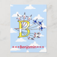 Thunderbirds Blue Sky Initial B Postcard