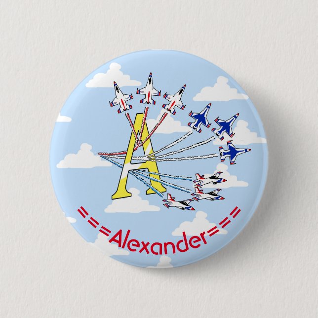 Thunderbirds Blue Sky letter A Initial Badge (Front)