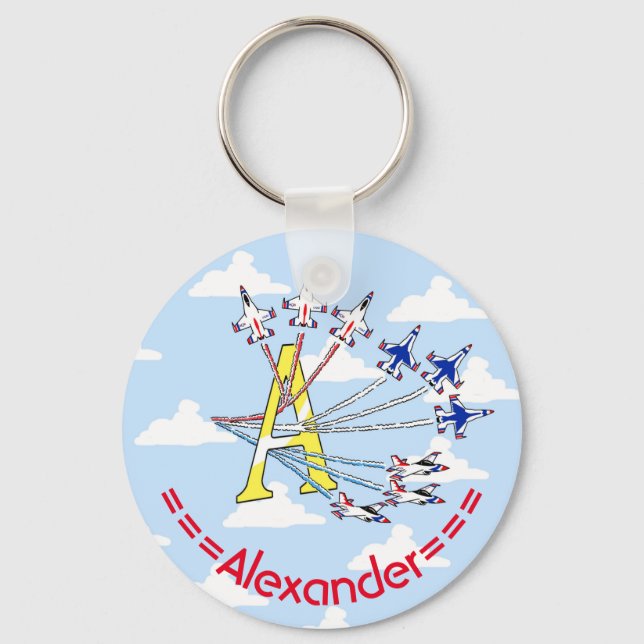 Thunderbirds Blue Sky letter A - Initial Key Ring (Front)