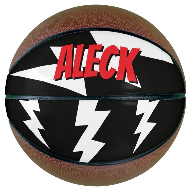 Thunderbolt lightning flash strikes personalized basketball (Front)
