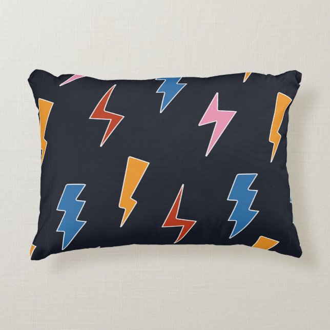 Thunderbolts seamless pattern,hand drawn lightning decorative cushion (Front)