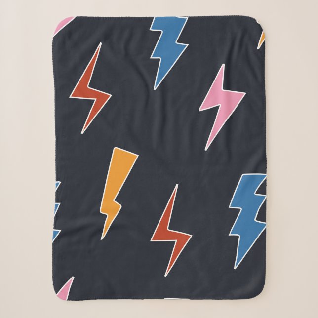 Thunderbolts seamless pattern,hand drawn lightning sherpa blanket (Front)