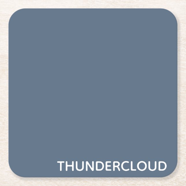 Thundercloud Blue-gray Color Name Square Paper Coaster (Front)