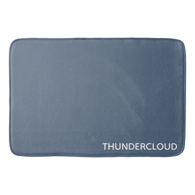Thundercloud Blue-grey Colour Name Bath Mat (Front)