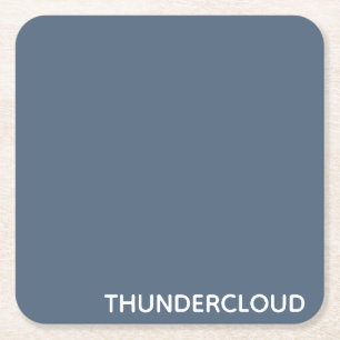 Thundercloud Blue-grey Colour Name Square Paper Coaster