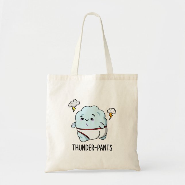 Thunderpants Cute Cloud Weather Pun Tote Bag (Front)