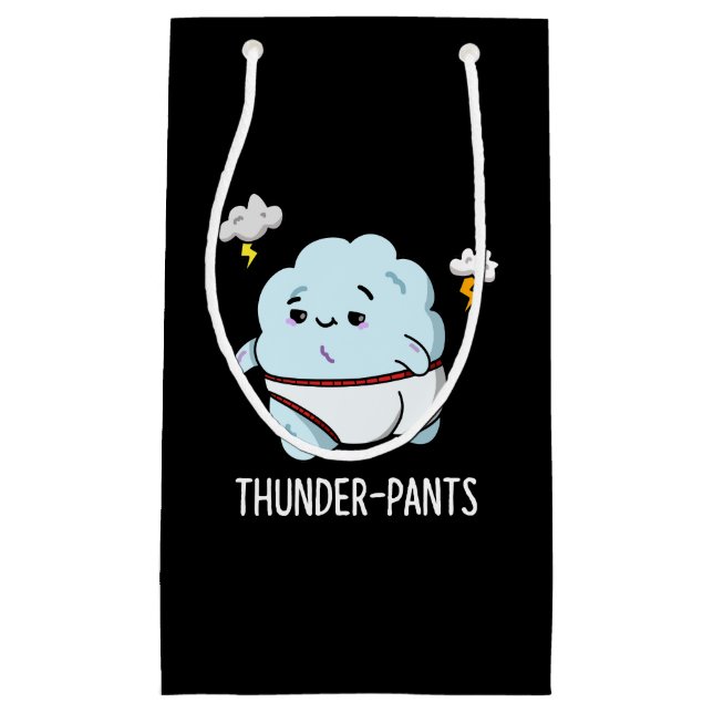 Thunderpants Funny Cloud Weather Pun Dark BG Small Gift Bag (Front)