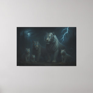 Thunderstorm Guardian White Tiger Family ManJian Canvas Print