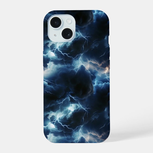 Thunderstorm Lighting Pattern iPhone 15 Case (Back)