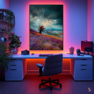 Thunderstorm Over Lavender Fields - Dramatic  Poster