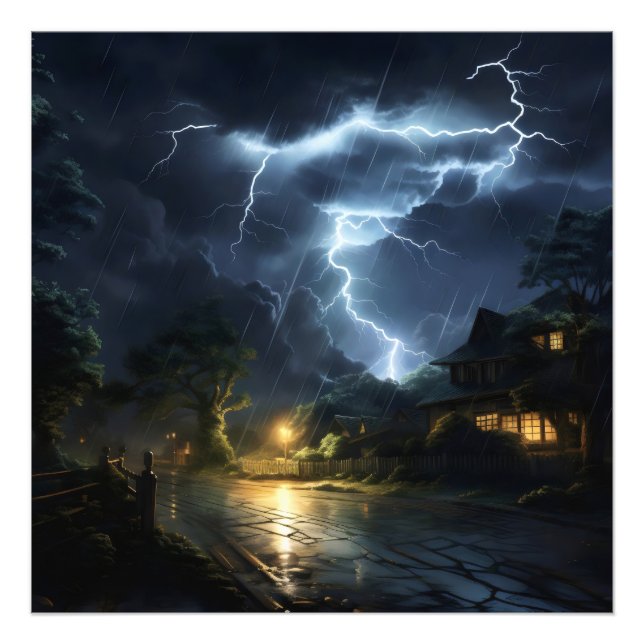 Thunderstorm over Village Photo Print (Front)
