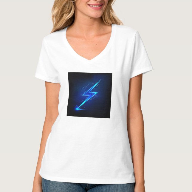 "Thunderstruck: Women's White Tee with Thunder Art (Front)