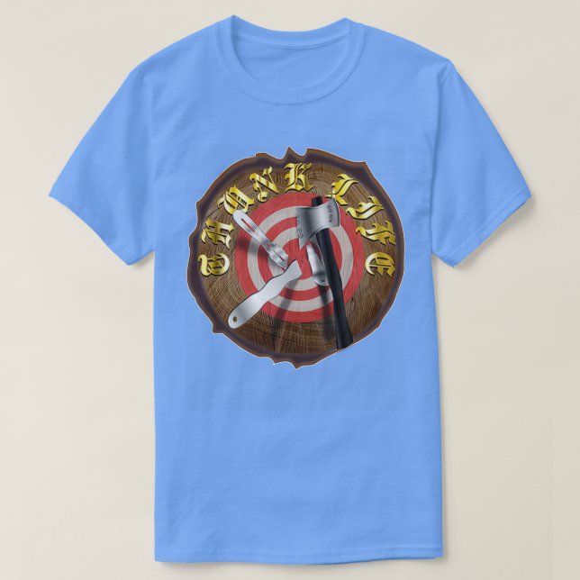 THUNK LIFE Tree Stump Impalement Target 1 T-Shirt (Design Front)