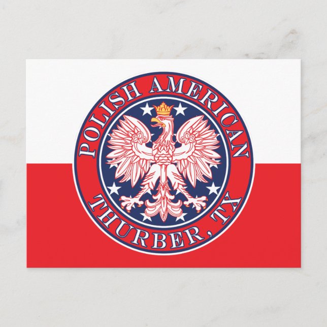 Thurber Texas Polish American Eagle Postcard (Front)