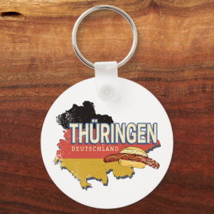 Thuringia Germany Retro Federal State Map Vintage Key Ring
