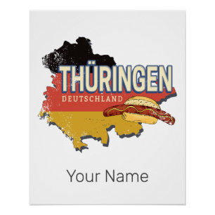 Thuringia Germany Retro Federal State Map Vintage Poster