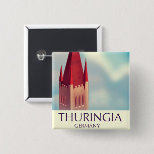 Thuringia Germany travel poster 15 Cm Square Badge