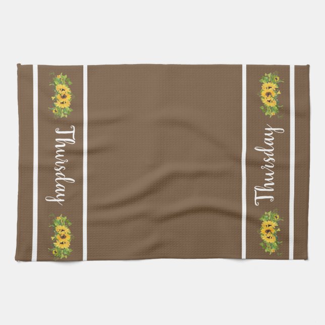 Thursday Day of the Week Sunflower Kitchen Towel (Horizontal)