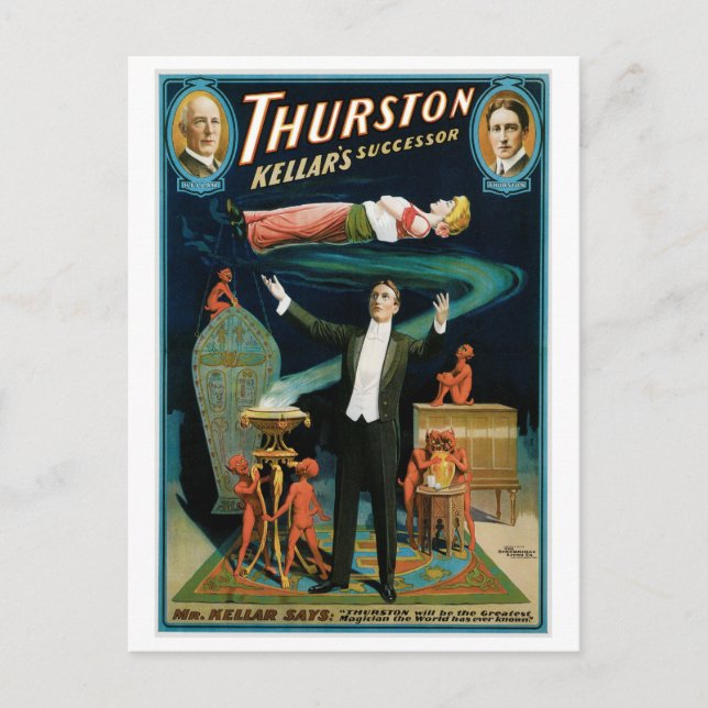 Thurston ~ Kellar's Successor Vintage Magic Act Postcard (Front)