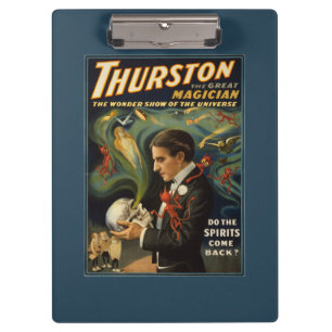 Thurston the Great Magician Holding Skull Magic Clipboard