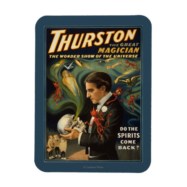 Thurston the Great Magician Holding Skull Magic Magnet (Vertical)