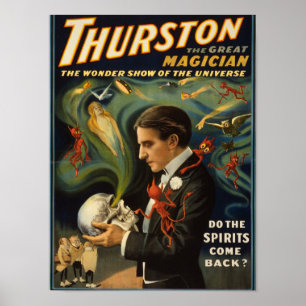 Thurston the Great Magician Holding Skull Magic Poster