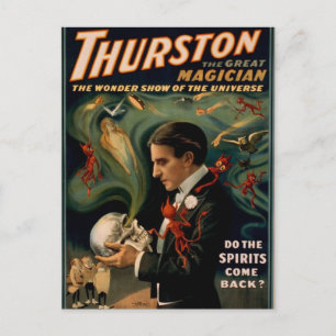 Thurston's, 'Do the spirits come back?' Retro Thea Postcard