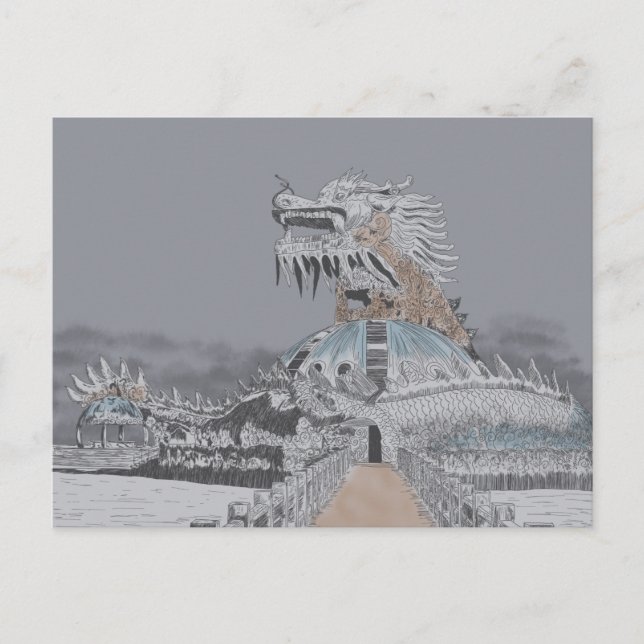 Thuy Tien Lake Abandoned Water Park Illustration Postcard (Front)