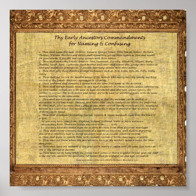 Thy Early Ancestors Commandments - Plainer Version Poster (Front)