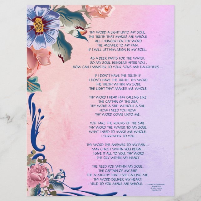 Thy Word Poetry/Writing Personalised Paper (Front)