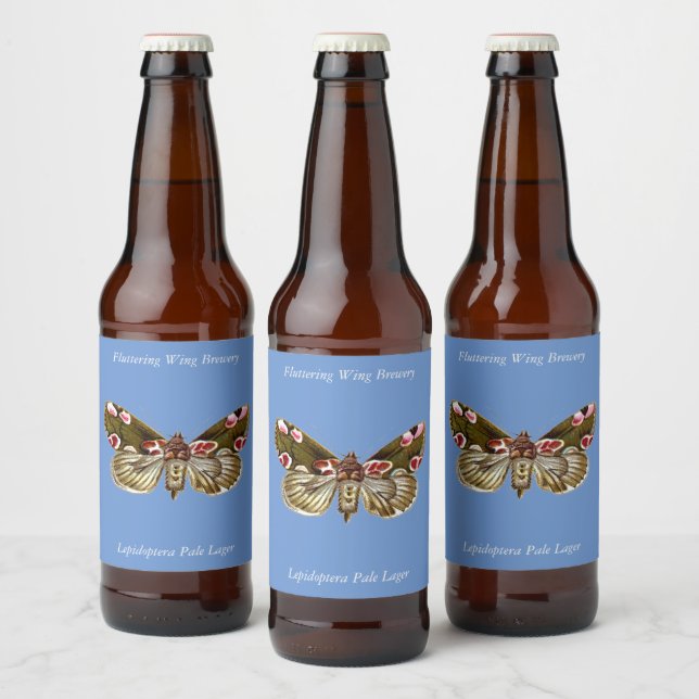 Thyatira batis - The Peach Blossom Moth Beer Bottle Label (Bottles)
