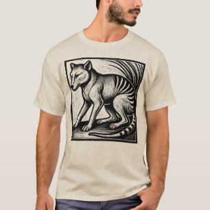 Thylacine Woodcut – Spirit of Tasmania in Vintage  T-Shirt