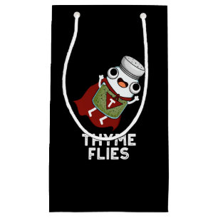 Thyme Flies Funny Herb Pun Dark BG Small Gift Bag