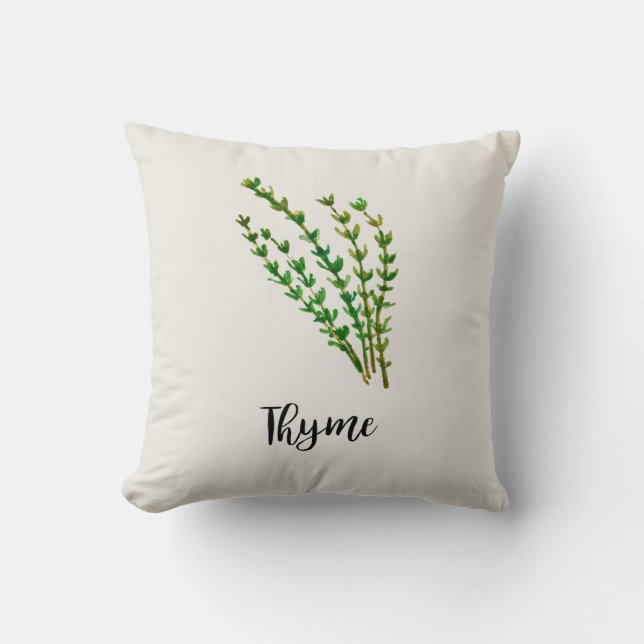 Thyme Herb Garden Throw Pillow (Front)