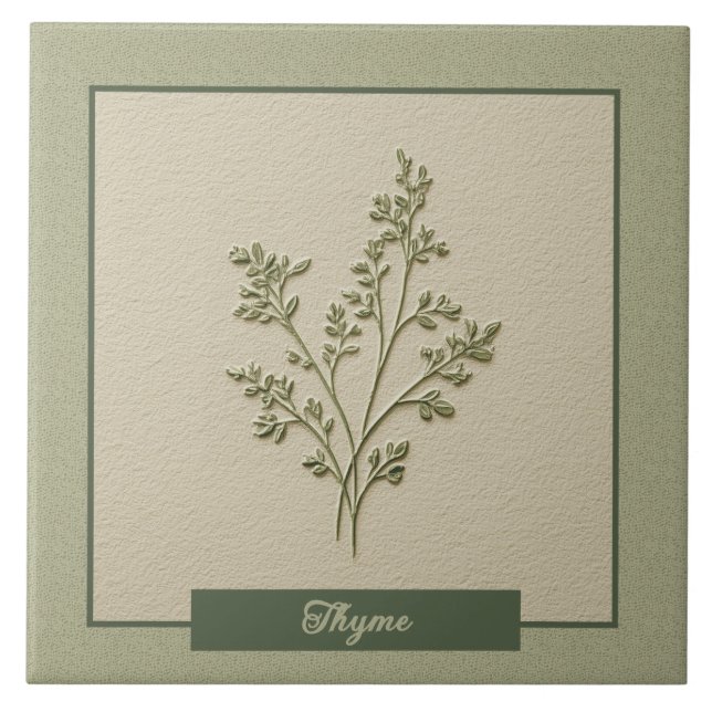 Thyme Herb Kitchen Garden Faux Relief Tile (Front)
