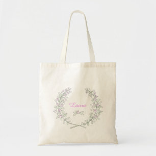 Thyme sprigs wreath art personalised name bag
